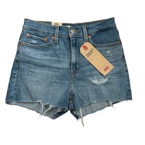 Levi's High Rise Distressed Denim Shorts Size 28